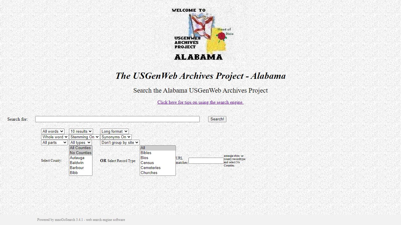 Alabama USGenWeb Archives Search Engine